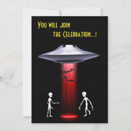 Funny Alien 🎅 🛸 UFO Halloween fest Inbjudningar