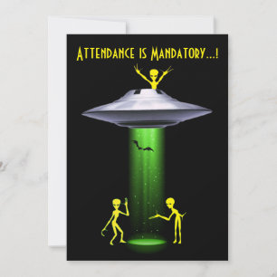 Funny Alien 🎅 🛸 UFO Halloween fest Inbjudningar