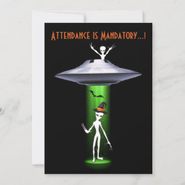 Funny Alien 🎅 🛸 UFO Halloween fest Inbjudningar