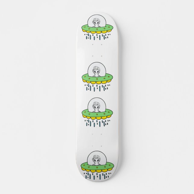 Funny Alien UFO Mini Skateboard Bräda 18,5 Cm (Framsida)