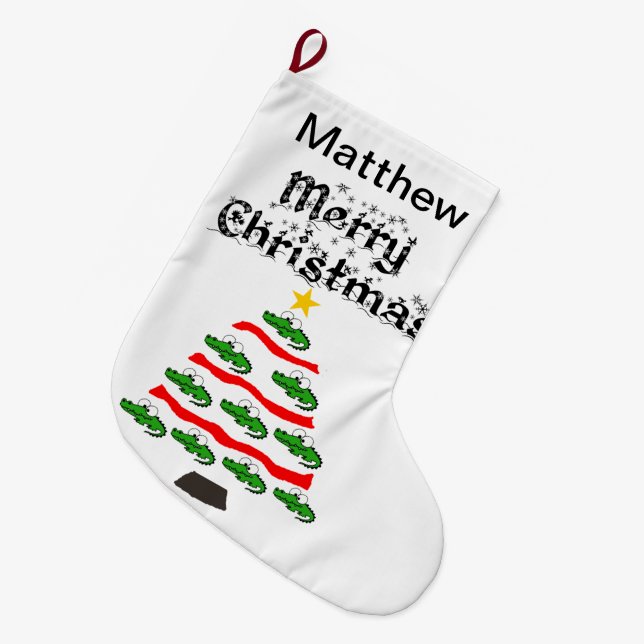 Funny Alligator Julgran Tecknad Stor Julstrumpa (Framsidan (Hängande))