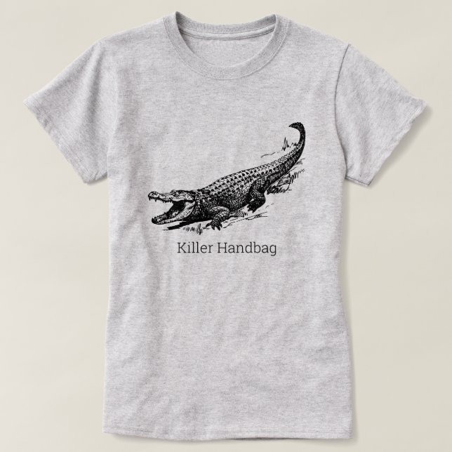 Funny Alligator KILLER HANDBAG T Shirt (Design framsida)