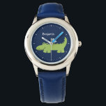 Funny Alligator-Personlig Armbandsur<br><div class="desc">Den här roligten har en söt vektorillustration av en söt alligator och kan vara personlig med ditt barns namn,  monogram,  inledande text eller valfri anpassningsbar för perfekt.</div>