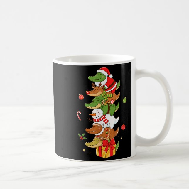 Funny Alligator Santa Elf Snowman Christmas Womens Kaffemugg (Höger)
