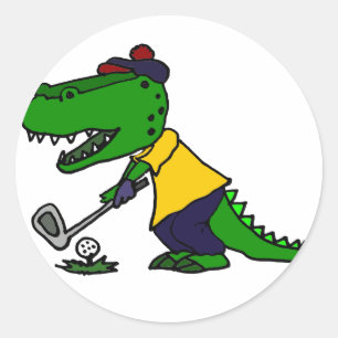 Funny Alligator Spelar Golf Runt Klistermärke