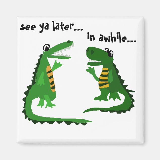 Funny Alligator Talking to Crokodile Magnet (Framsidan)