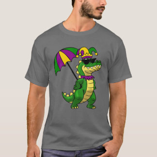 Funny Alligator Wearing Jester And Sunglasses Funn T Shirt