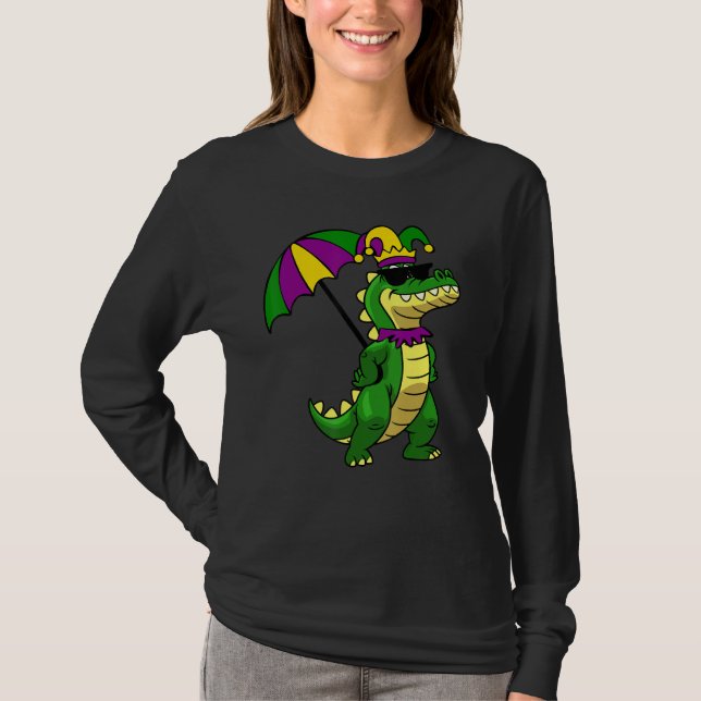 Funny Alligator Wearing Jester och Sunglasses FUNN T Shirt (Framsida)