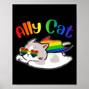 Funny Ally Cat Purride Lgbtq Gay pride Month Women Poster