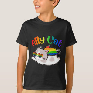 Funny Ally Cat Purride Lgbtq Gay pride Month Women T Shirt