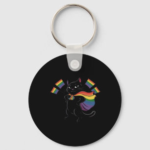 Funny Ally Cat Rainbow Flagga Gay pride Month Lgbt Nyckelring