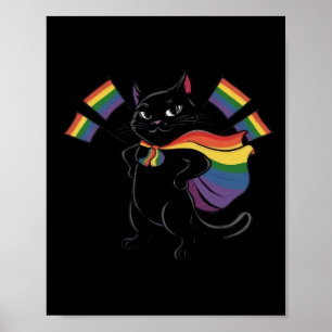 Funny Ally Cat Rainbow Flagga Gay pride Month Lgbt Poster