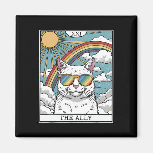 Funny Ally Cat Sunglasses Lgbtq Gay Lesbisk Biual Magnet