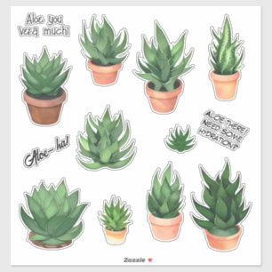 Funny Aloe Vera Puns Sticker Pack Klistermärken