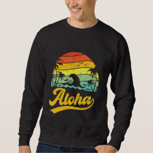 Funny Aloha Hawaii Handflatan Träd Beach Vacation Lång Ärmad Tröja
