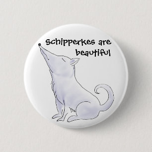 Funny Aloof Schipperke Hund Tecknad Knapp