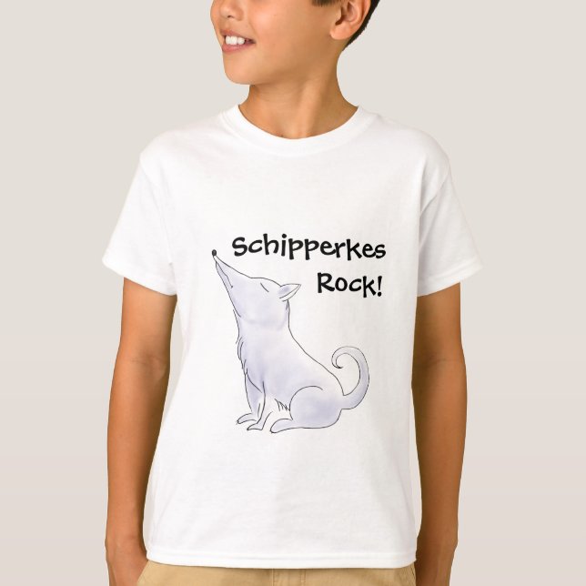 Funny Aloof Schipperke Hund Tecknad Tee Shirt (Framsida)