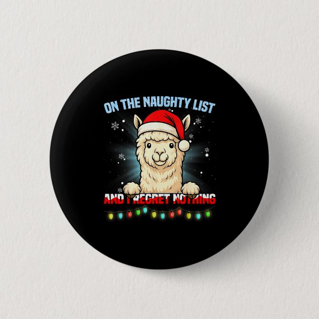 Funny Alpaca Christmas Santa Hat Xmas Men Women Ki Knapp (Framsida)