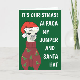 Funny Alpaca Pun God jul Card Helgkort
