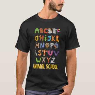 Funny Alphabet Animal School A-Z Learning Prek Kin T Shirt