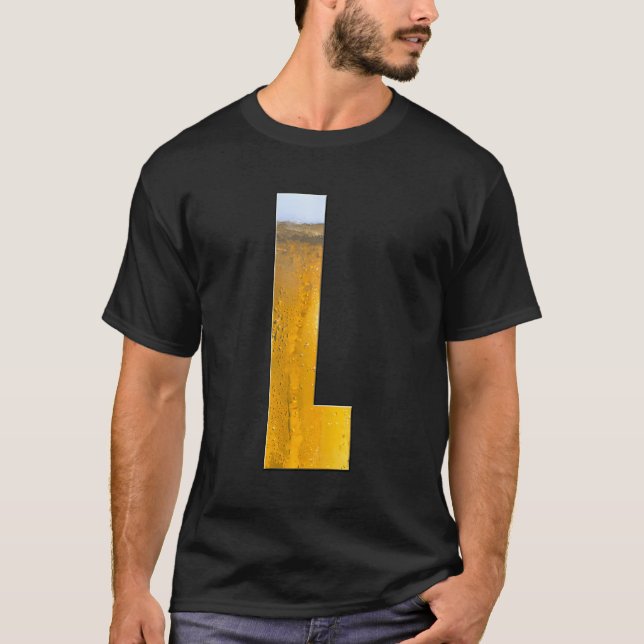 Funny Alphabet Brev Beer Foam Initial Brev L T Shirt (Framsida)