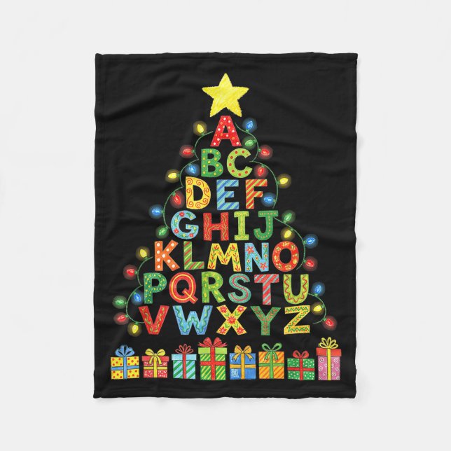 Funny Alphabet Christmas Tree Graphic Abc A-z Teac Fleecefilt (Framsidan)