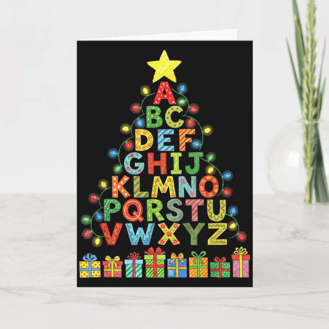 Funny Alphabet Christmas Tree Graphic Abc A-z Teac Kort (Framsida)