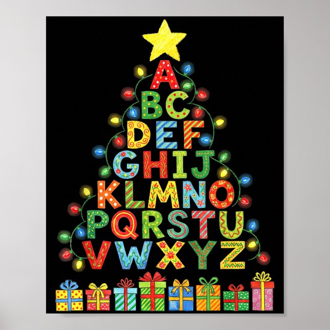 Funny Alphabet Christmas Tree Graphic Abc A-z Teac Poster (Framsidan)