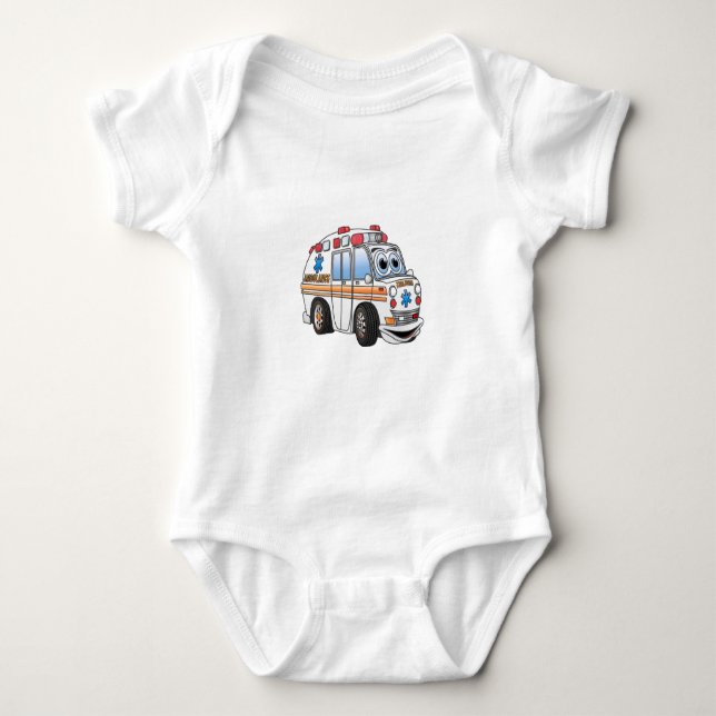 Funny Ambulance Tecknad T Shirt (Framsida)