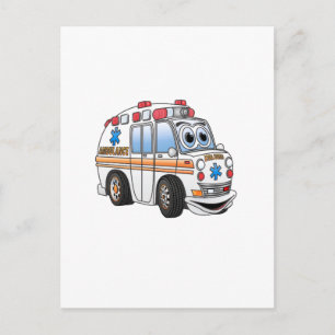 Funny Ambulance Tecknad Vykort
