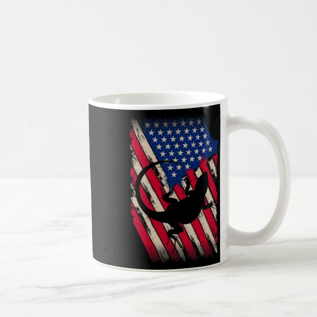 Funny America Beared Dragon American Flagga Lyckli Kaffemugg (Höger)