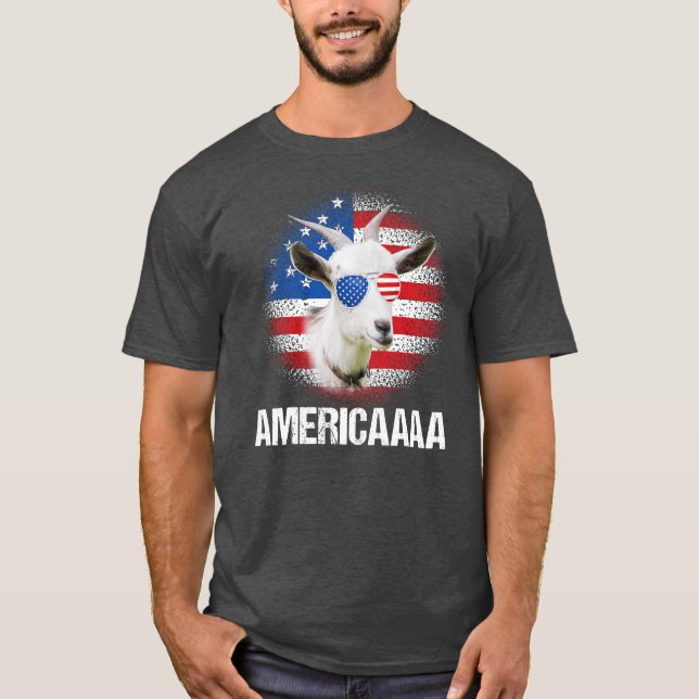 Funny Americaaa Goat USA flagga Sunglasses Farmers T Shirt (Framsida)