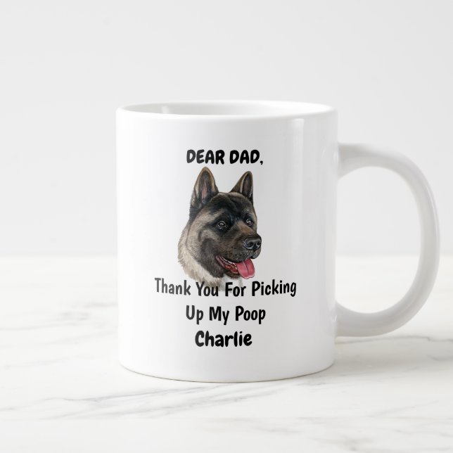 Funny American Akita Pappa Watercolor Hund Art Jumbo Mugg (Höger)