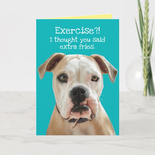 Funny American Bulldog - Extra Fries Birthday Kort (Framsida)