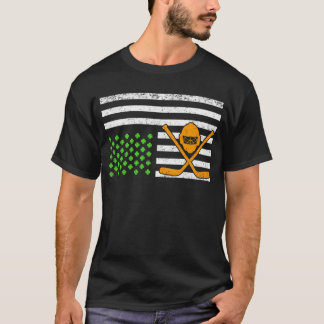 Funny American Flag Irish Hockey St. Patrick's Day T Shirt