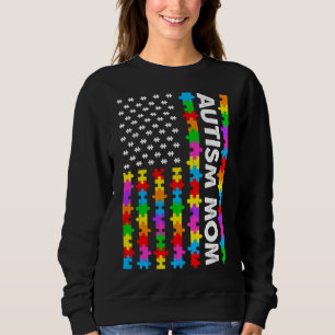 Funny American Flagga Autism Mamma Autism Awarenes T Shirt