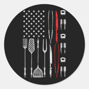 Funny American Flagga Grilling Verktyg BBQ Grill B Runt Klistermärke