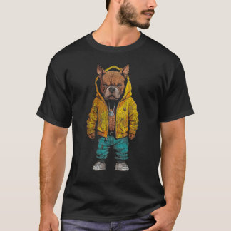 Funny American Pit Bull Terrier Hund Rap hip hop R T Shirt