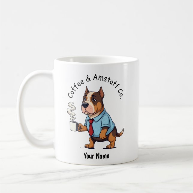Funny American Staffordshire Business Suit Coffee Kaffemugg (Vänster)