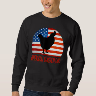 Funny amerikansk Chicken Pappa American Flagga Chi Lång Ärmad Tröja
