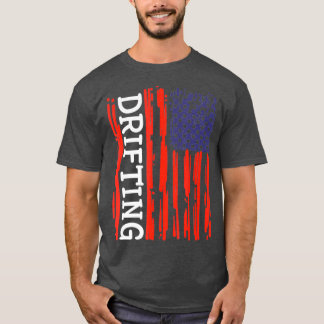 Funny amerikansk Flagga Drift Cars Burnout Tävling T Shirt
