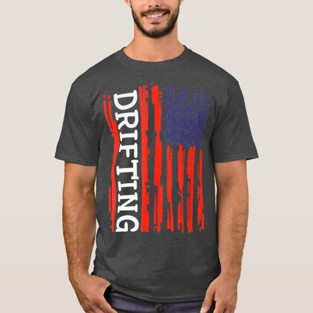Funny amerikansk Flagga Drift Cars Burnout Tävling T Shirt (Framsida)