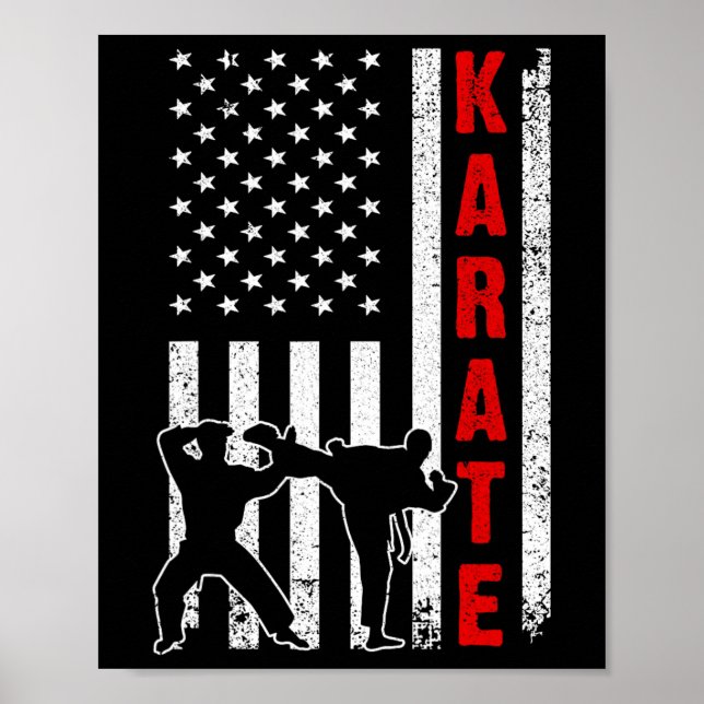 Funny amerikansk Flagga Karate Art För manar Women Poster (Framsidan)