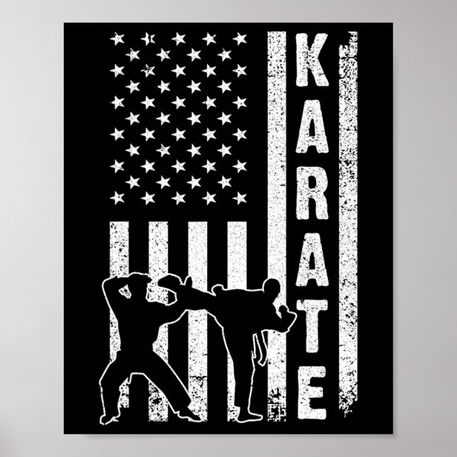 Funny amerikansk Flagga Karate Art För manar Women Poster (Framsidan)