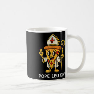 Funny amerikansk påve Leo Xiv Pizza Slice Tecknad Kaffemugg