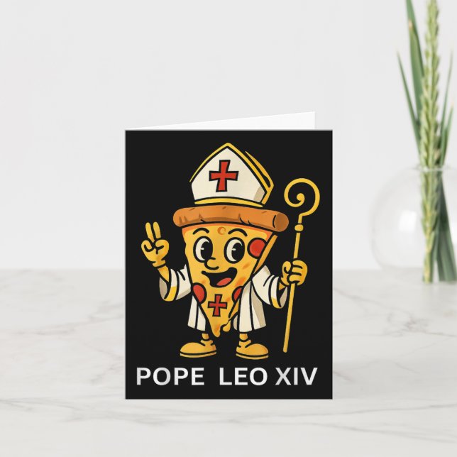 Funny amerikansk påve Leo Xiv Pizza Slice Tecknad  Kort (Framsida)