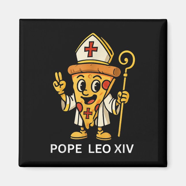 Funny amerikansk påve Leo Xiv Pizza Slice Tecknad  Magnet (Framsidan)
