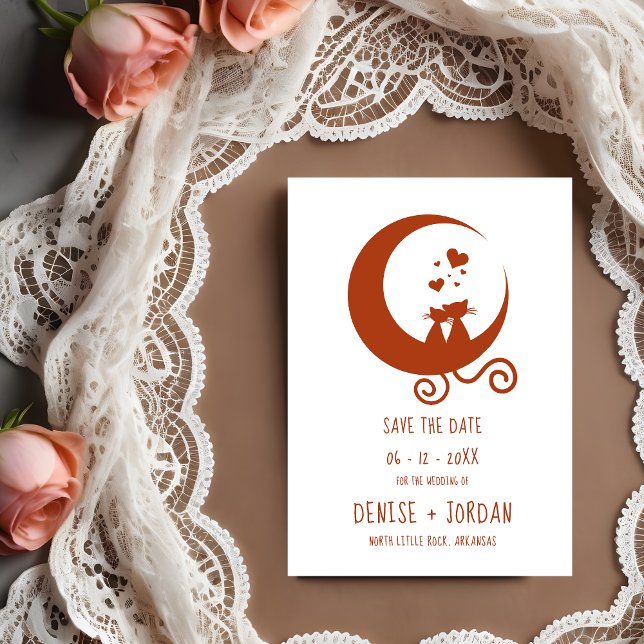 Funny Amorous Romantic Cats Couple Wedding  Stämpel (Funny Amorous Romantic Cats Couple Wedding rubber stamp.)