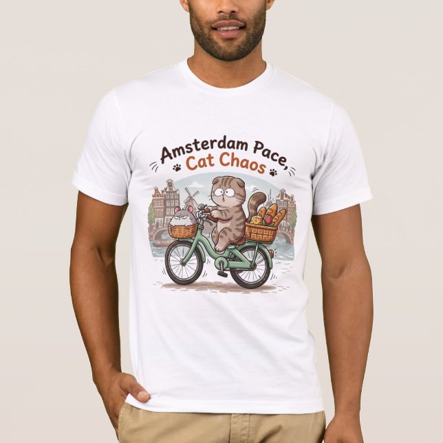 Funny Amsterdam Cat T Shirt (Framsida)