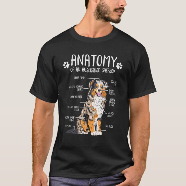 Funny Anatomy Australian Shepard Hund älskare Gift T Shirt (Framsida)